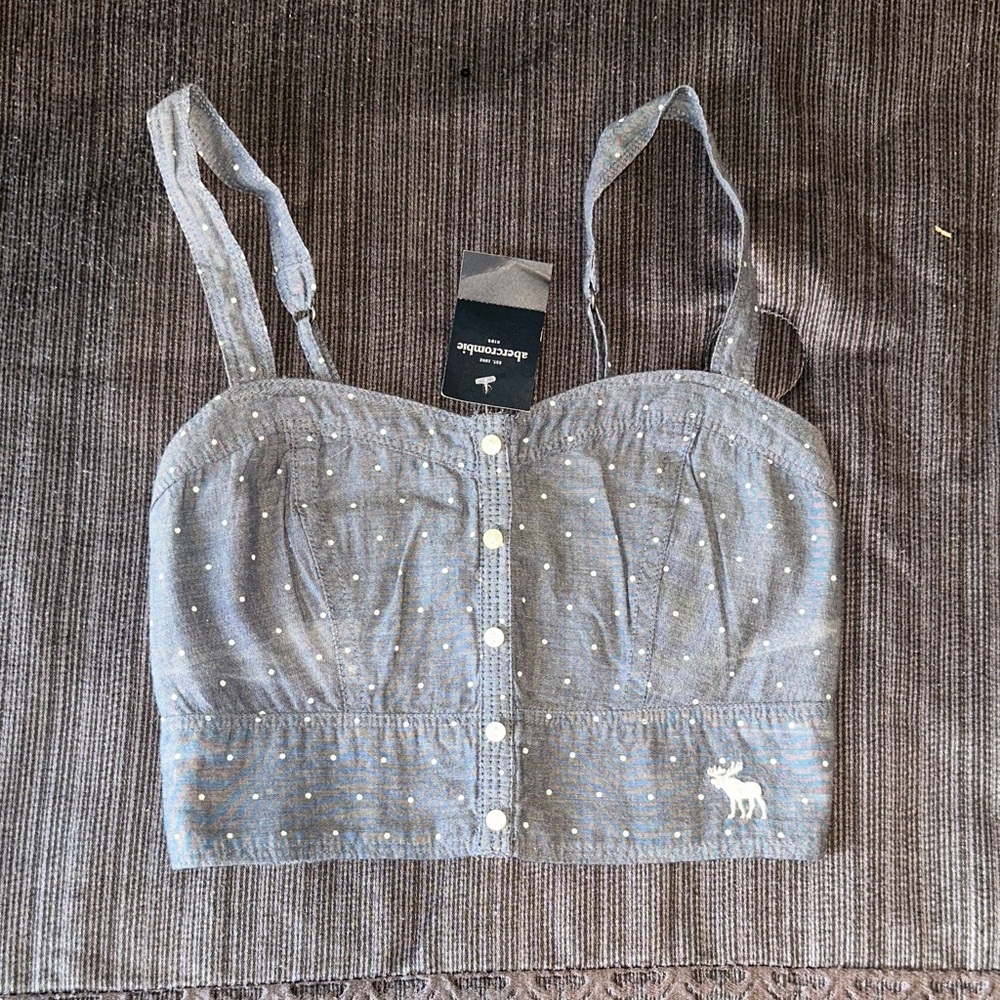 Abercrombie Kids Gray Polka Dot Tank Top